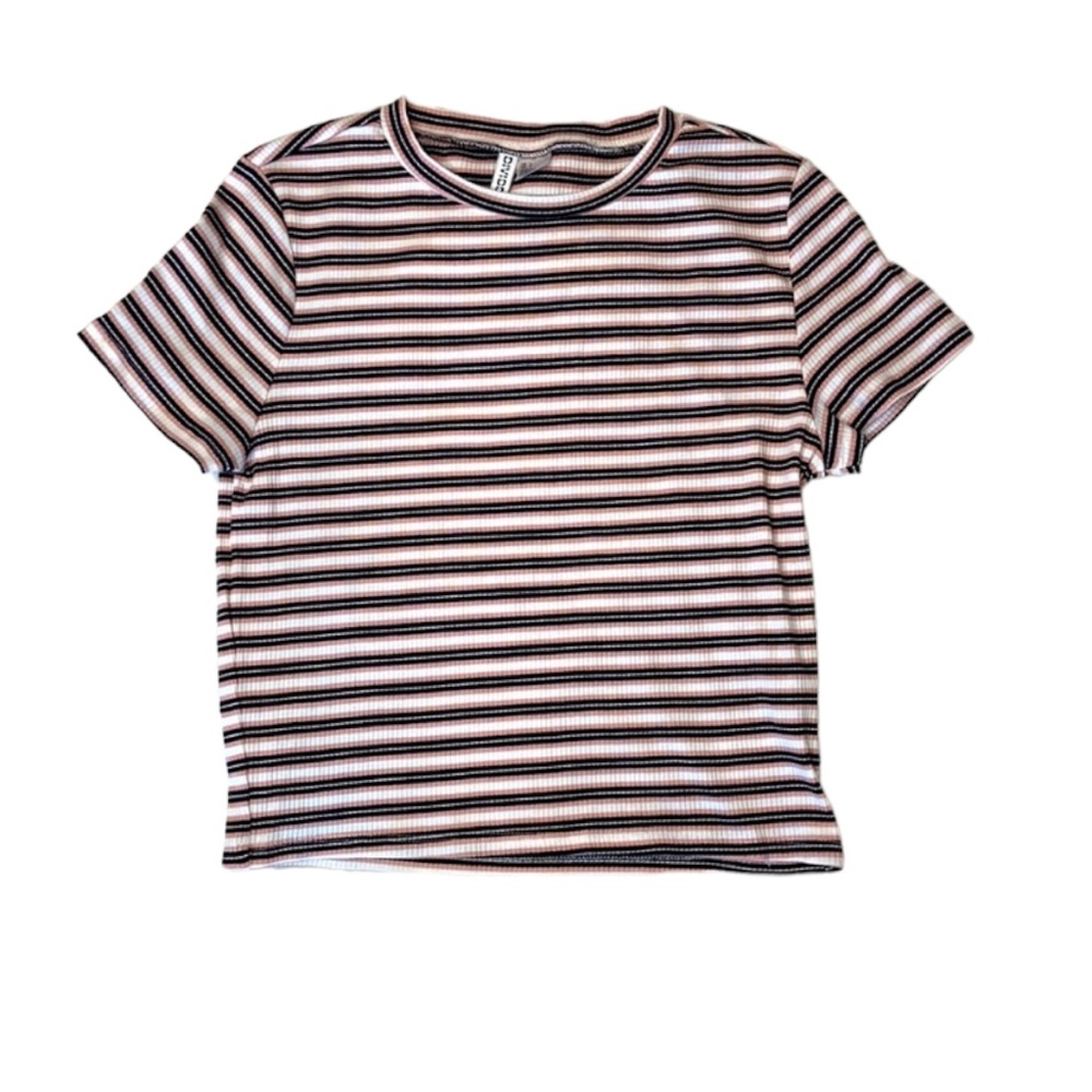 H&M Pink & Black Stripped Top